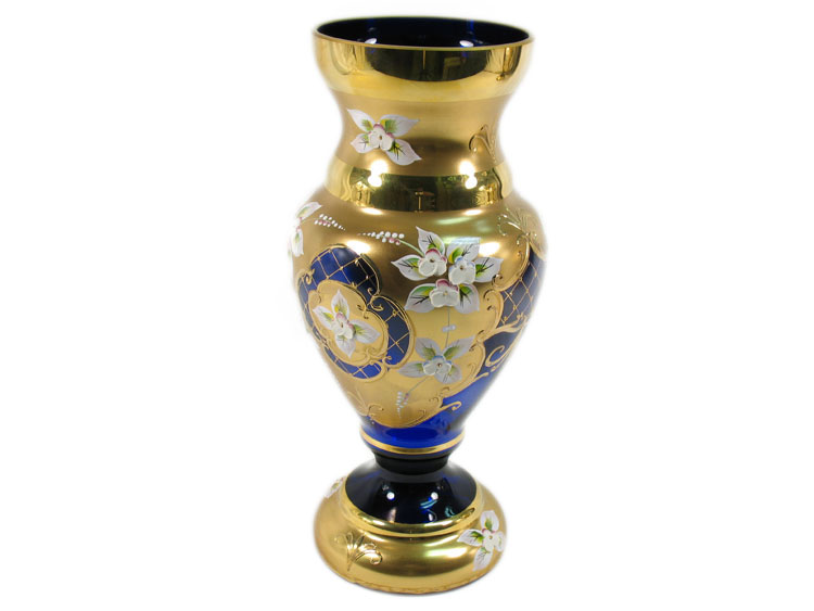 Bohemian High Enameled Vase Blue
