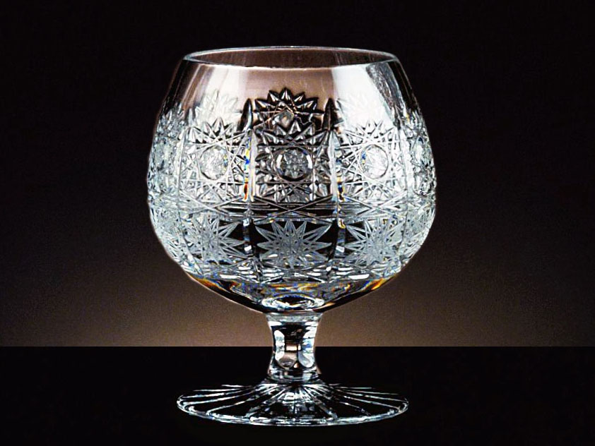 Crystal Bohemia Hand Cut Brandy Goblets Czech Set of 6