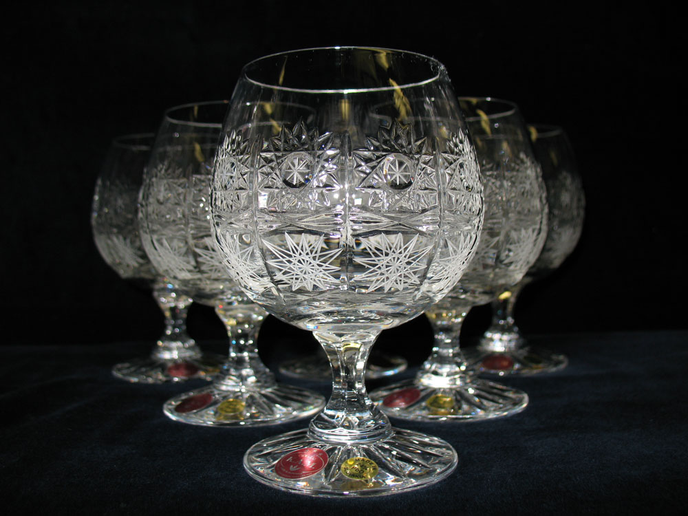 Crystal Brandy Goblets Slovakia Set of 6