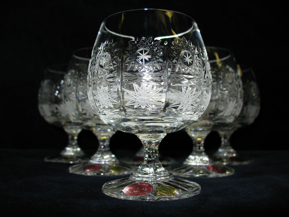 Crystal Brandy Goblets Slovakia Set of 6