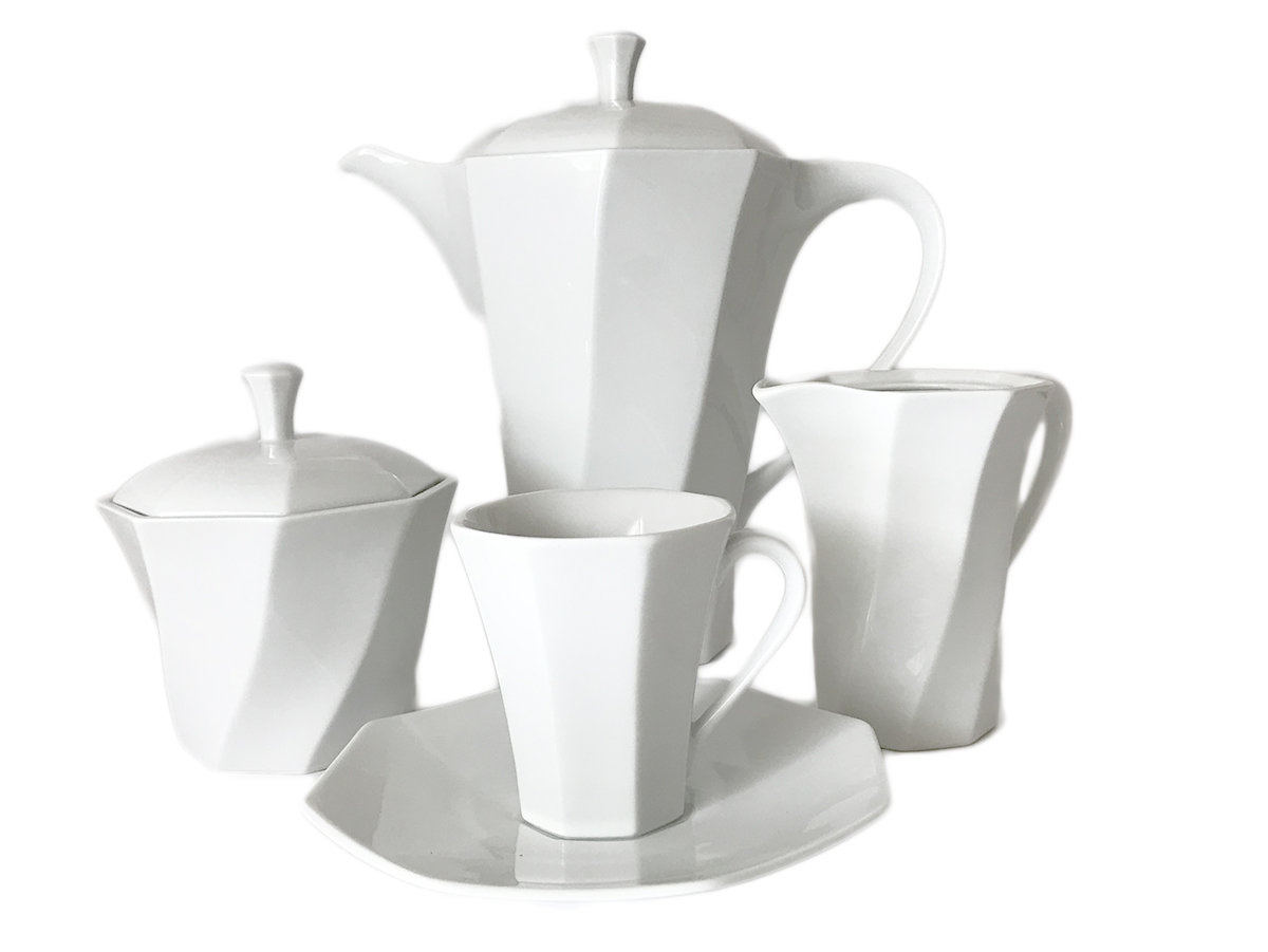 Porcelain Coffee Set For 6 Persons White Bormio