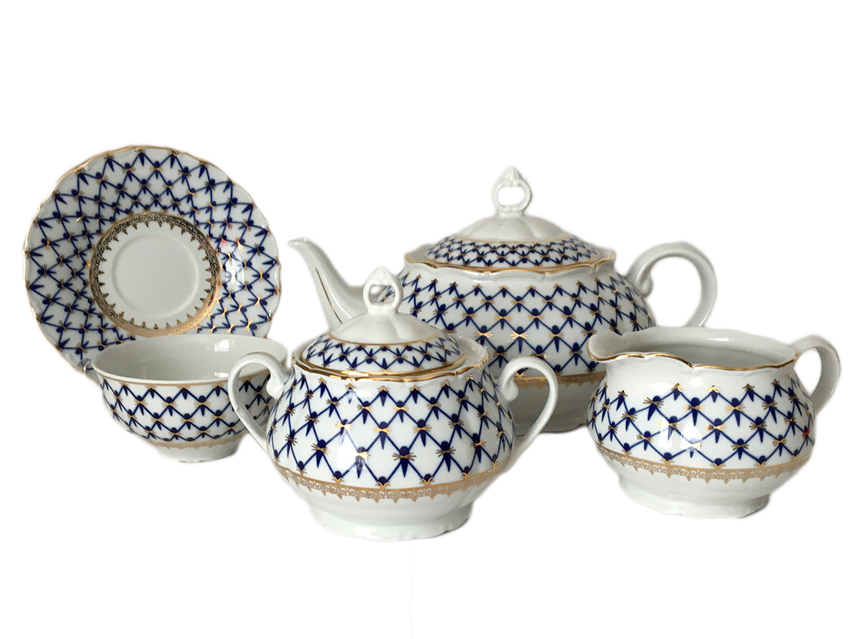 Cobalt Net Tea Set 