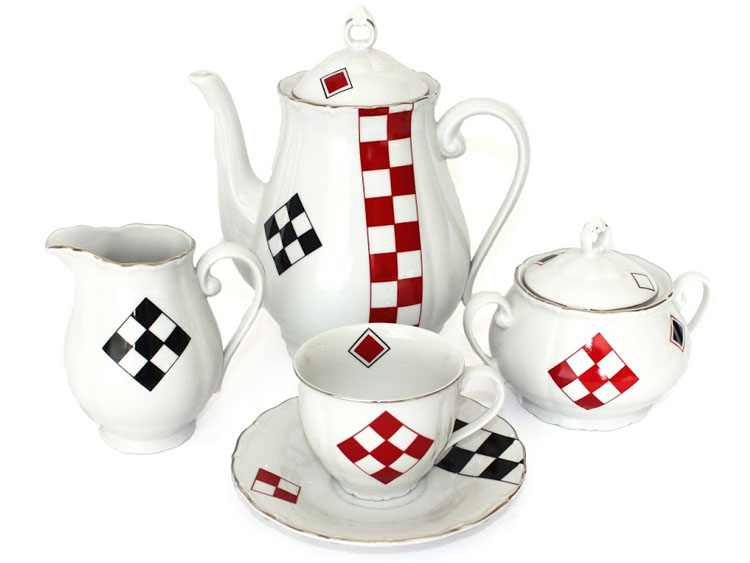 Red and Black Square Coffee Set 