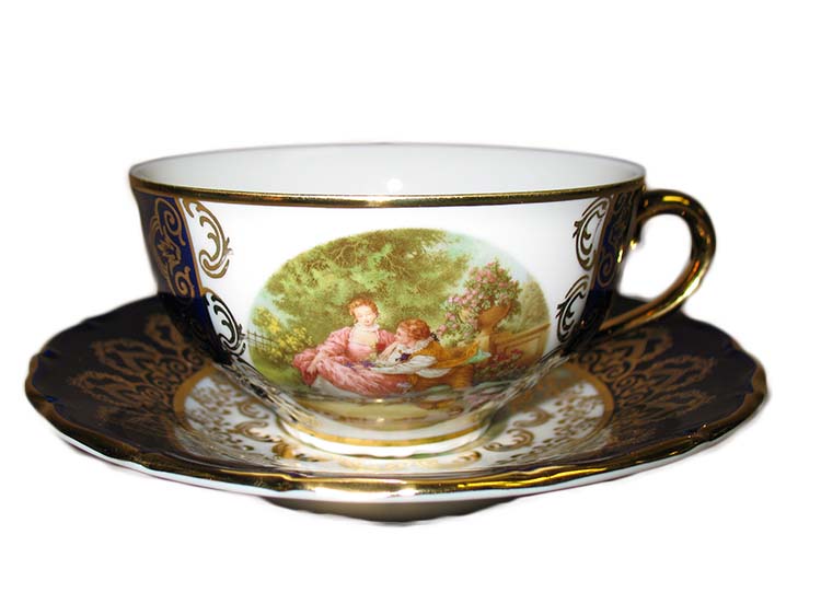 Madonna Cobalt Romeo & Juliet Cups & Saucers Set of 4