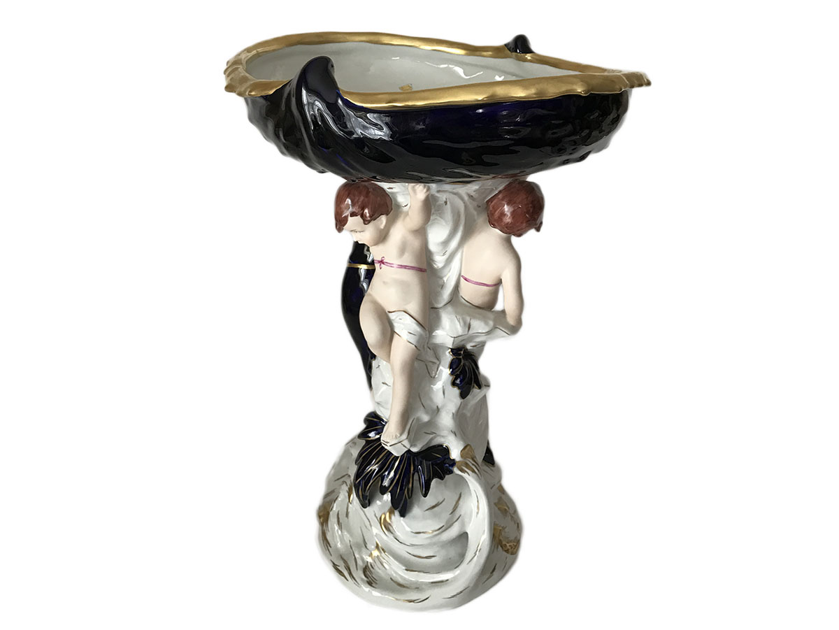 Royal Dux Bohemia Czech Made Collectible Classical Porcelain Figurine and Decorative Bowl / Tray 