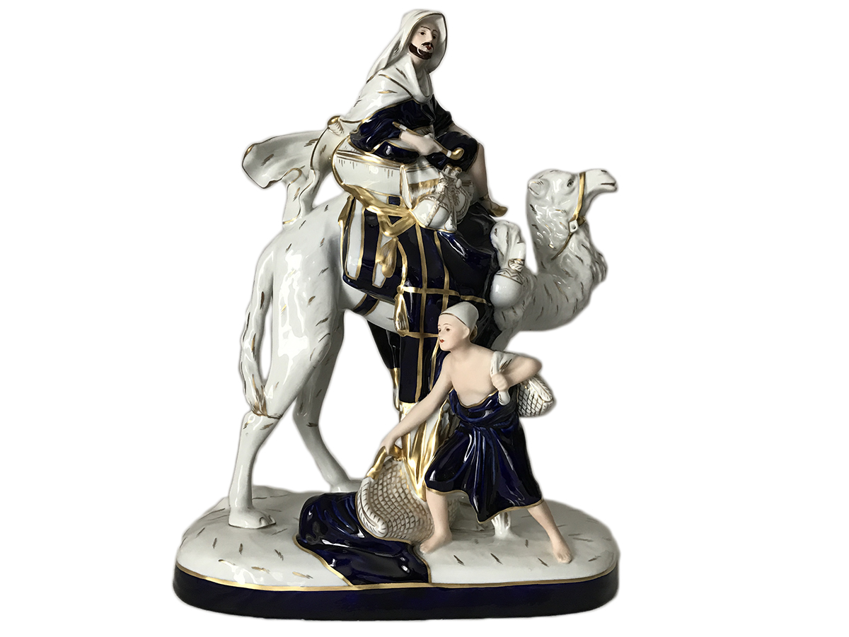 Royal Dux Bohemia Czech Made Collectible Classical Porcelain Figurine of Middle East Man on Camel