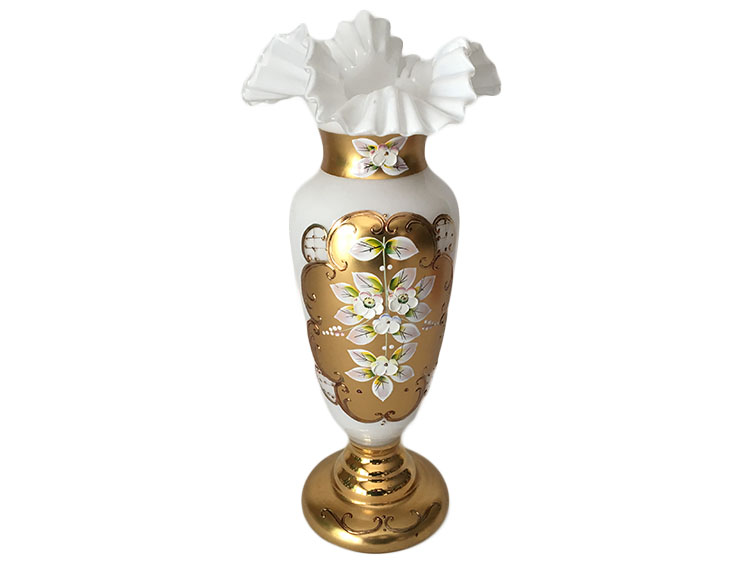 Bohemian Crystal High Enameled Vase White 30cm / 12"